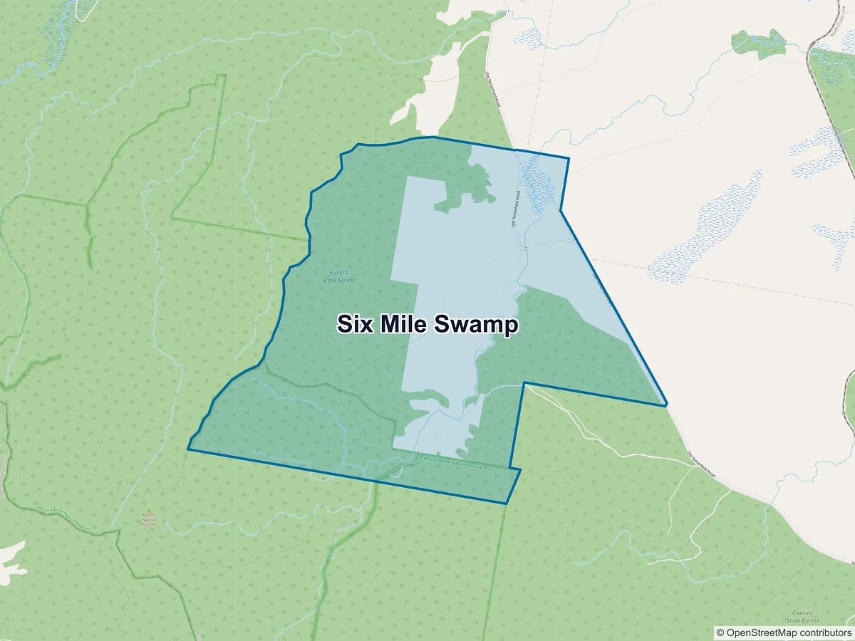 Map of Six Mile Swamp, NSW, Australia