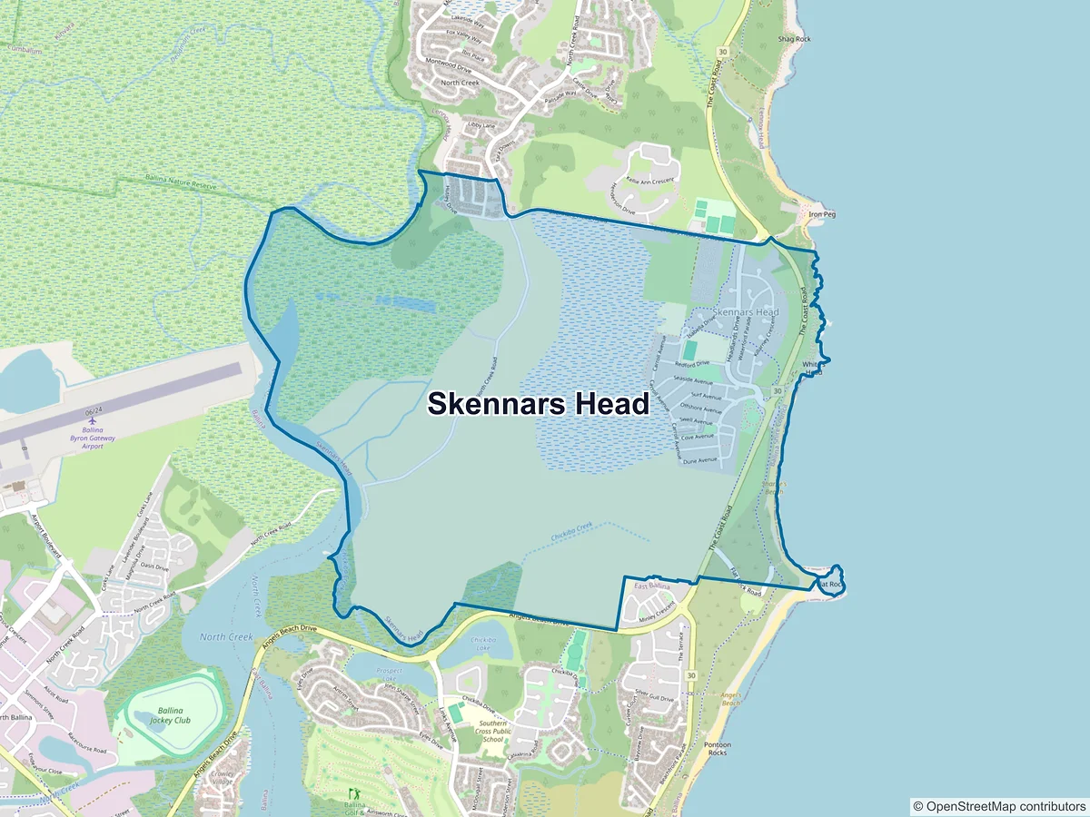 Map of Skennars Head, NSW, Australia