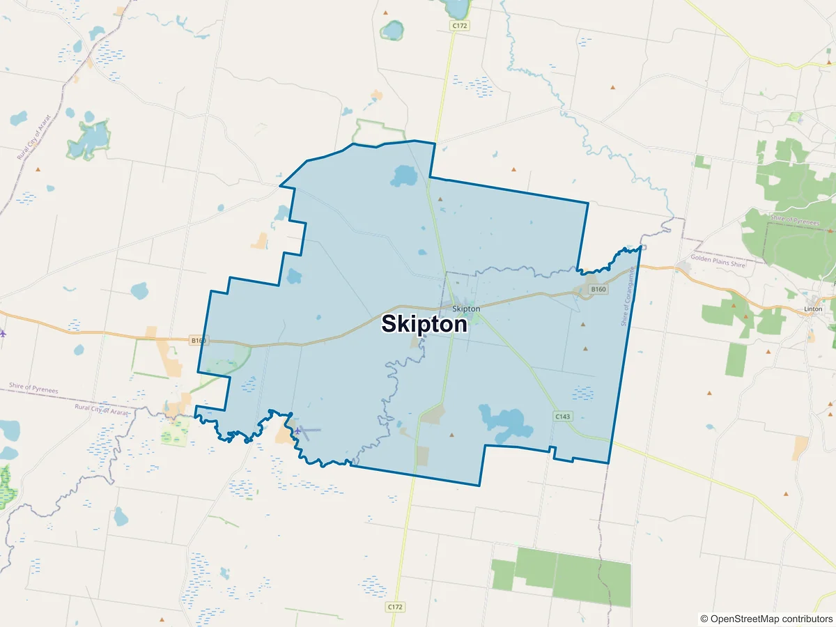 Map of Skipton, VIC, Australia