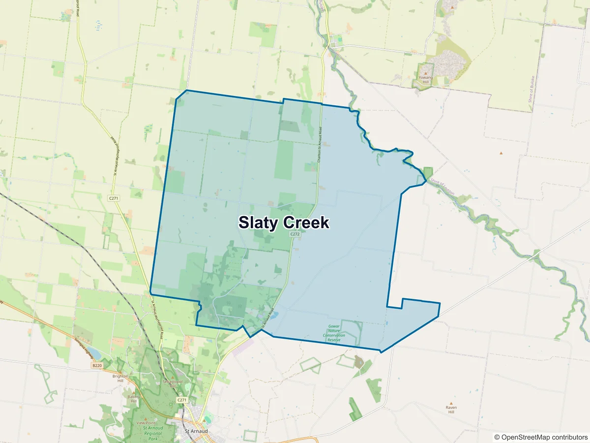 Map of Slaty Creek, VIC, Australia