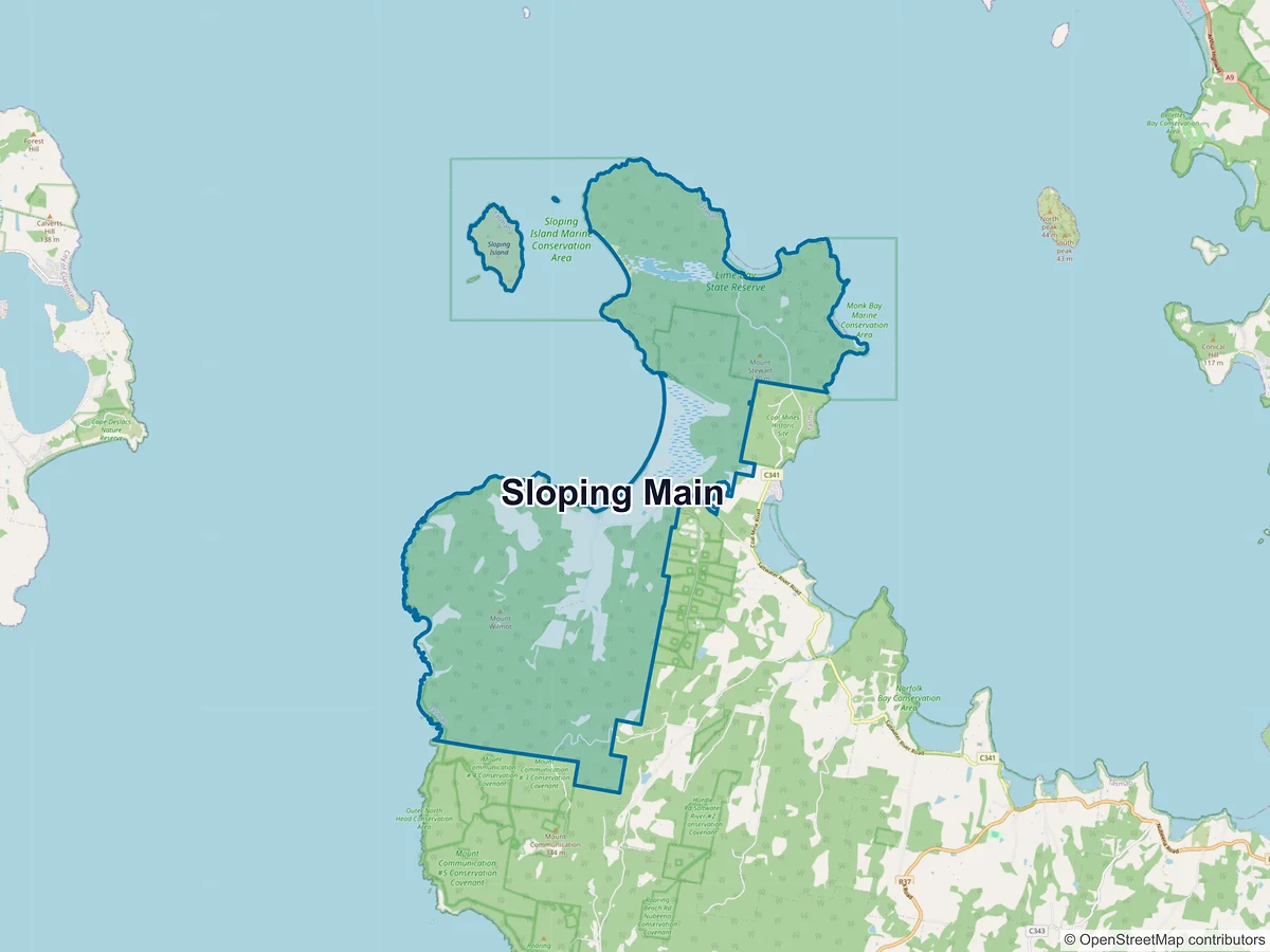 Map of Sloping Main, TAS, Australia