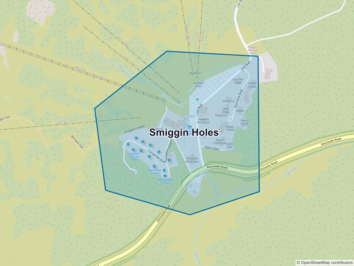 Map of Smiggin Holes, NSW, Australia