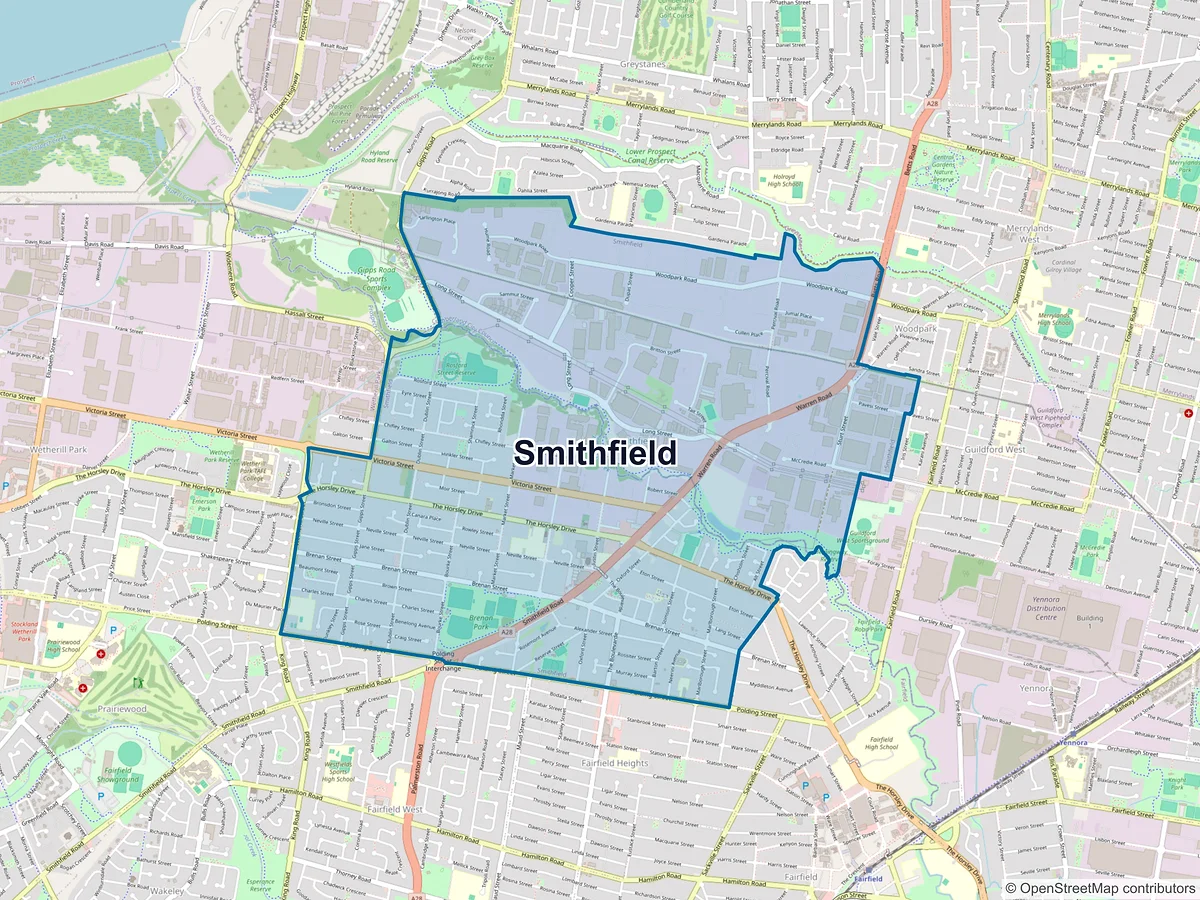 Map of Smithfield, NSW, Australia