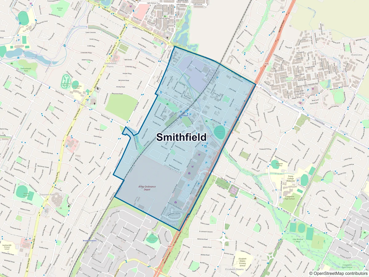 Map of Smithfield, SA, Australia