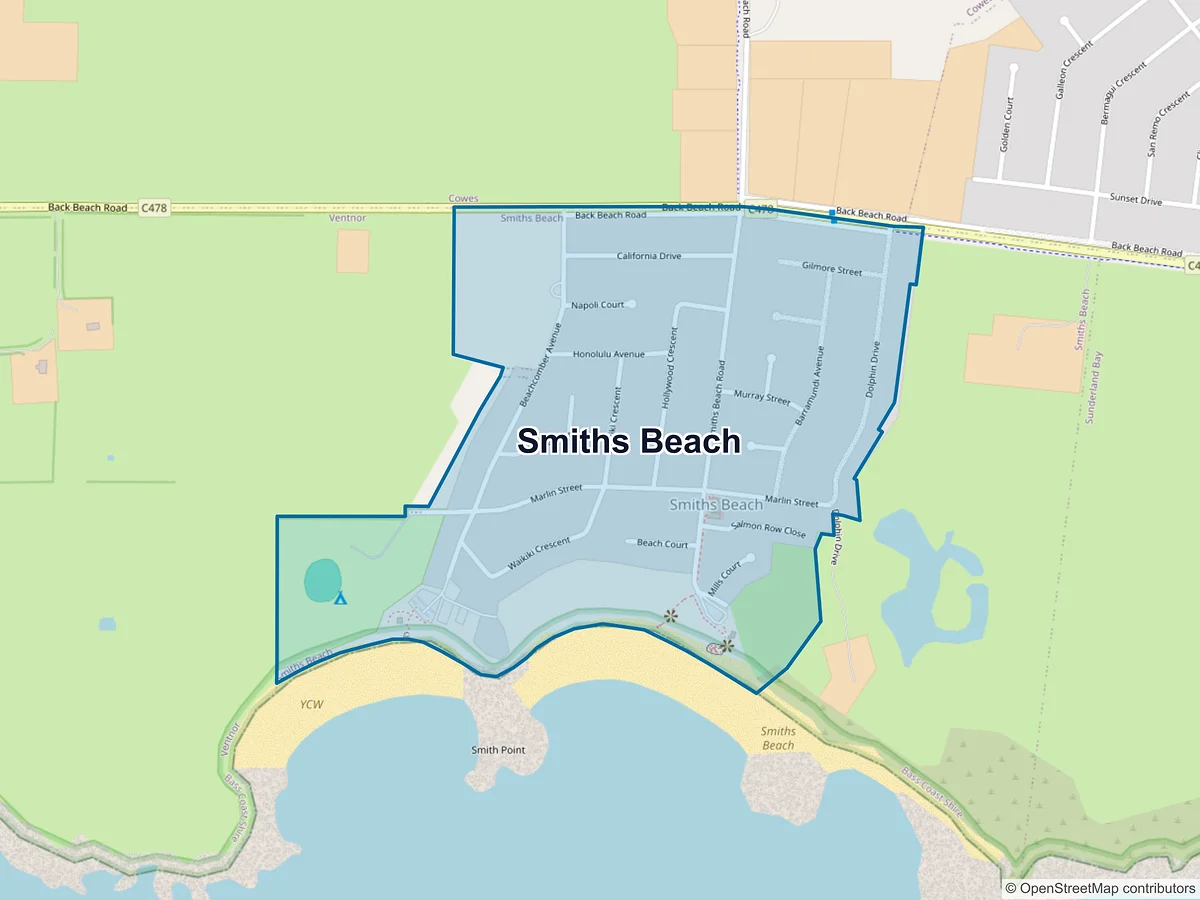 Map of Smiths Beach, VIC, Australia