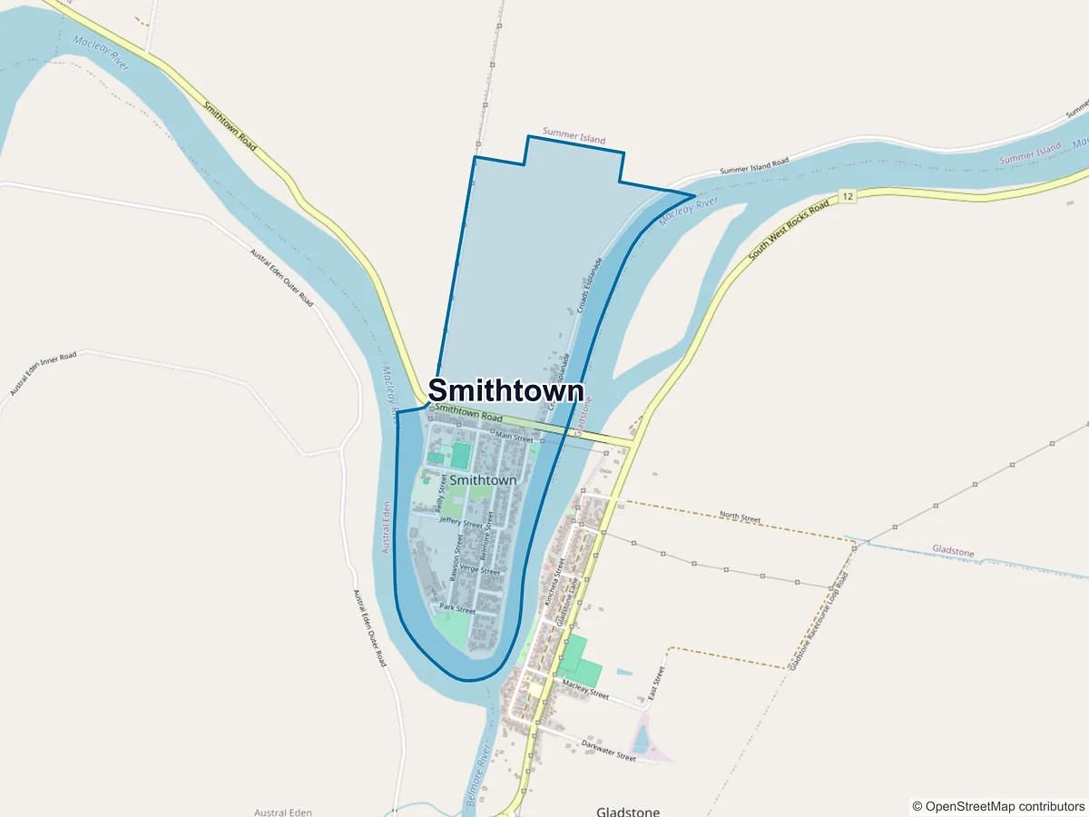 Map of Smithtown, NSW, Australia