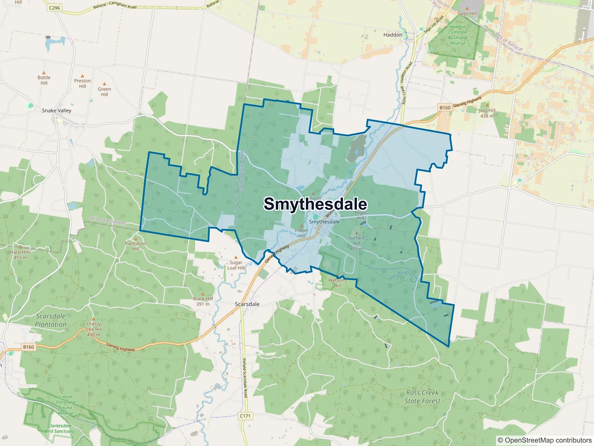 Map of Smythesdale, VIC, Australia
