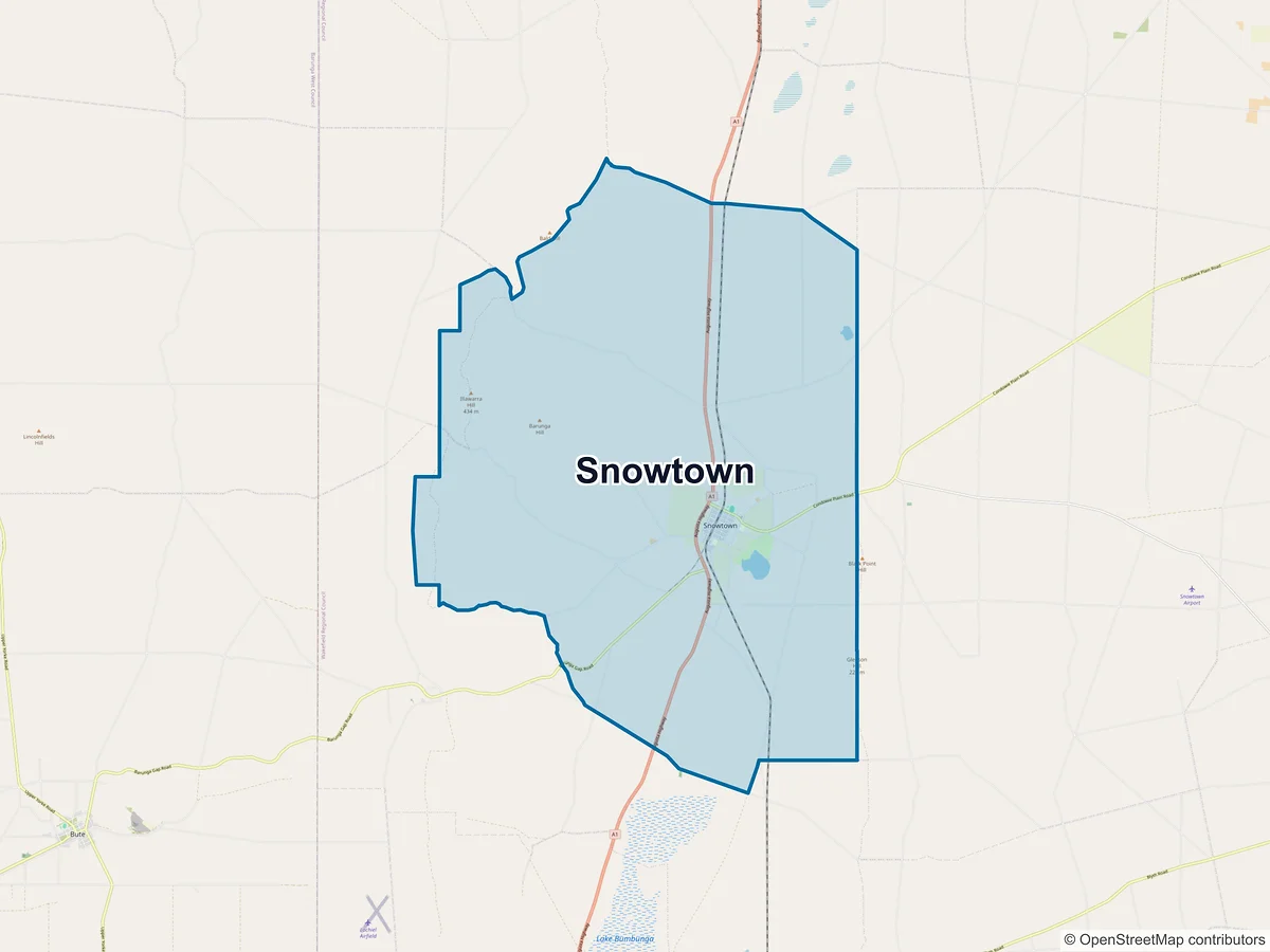 Map of Snowtown, SA, Australia