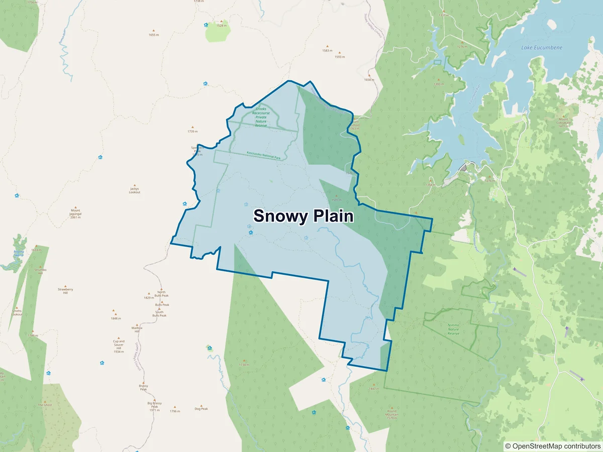 Map of Snowy Plain, NSW, Australia
