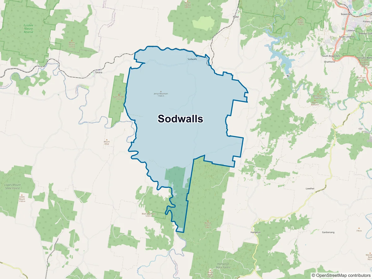 Map of Sodwalls, NSW, Australia
