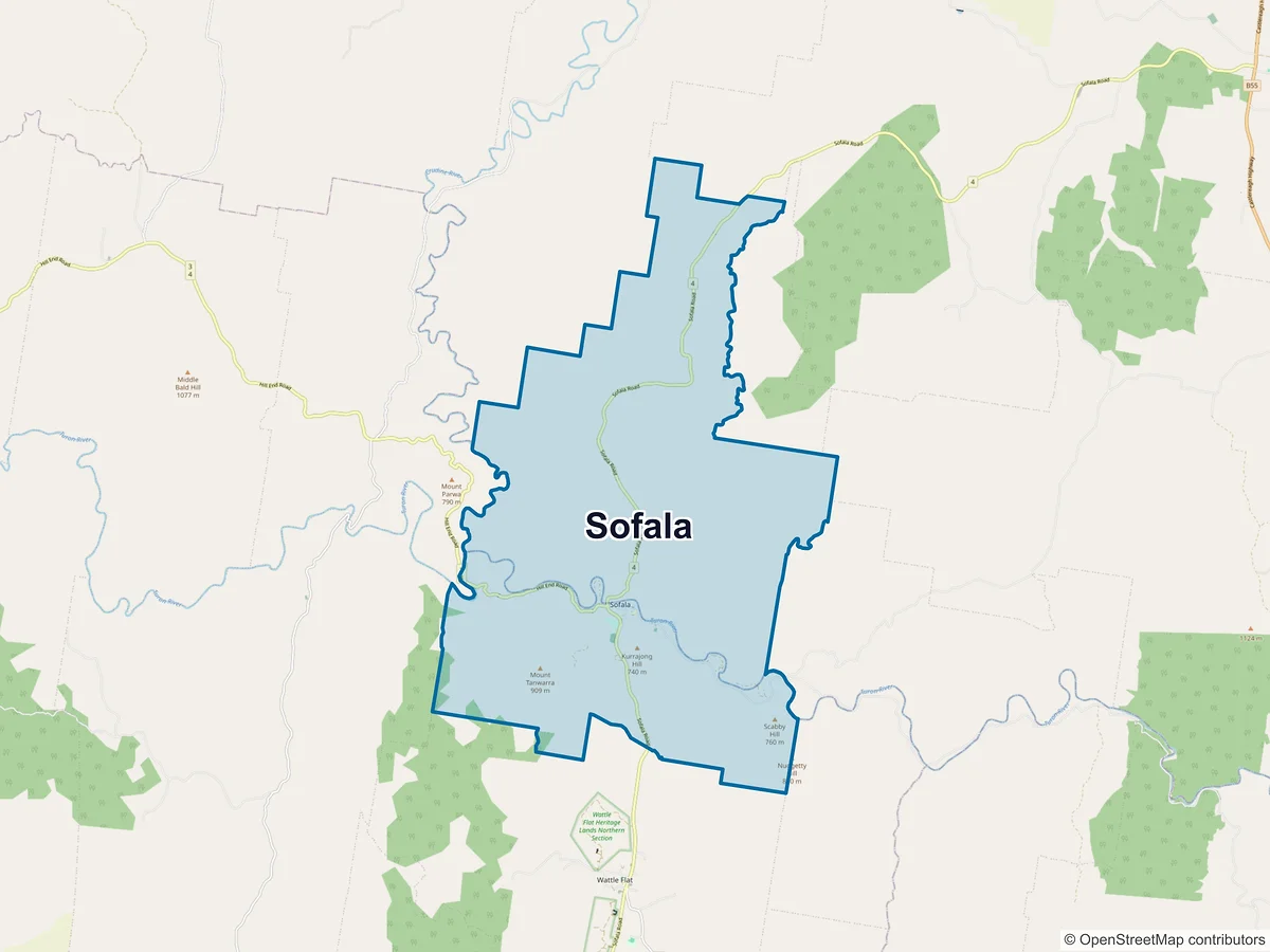 Map of Sofala, NSW, Australia