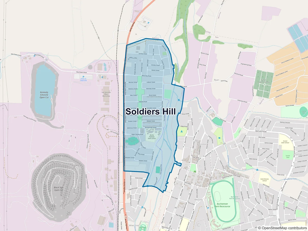 Map of Soldiers Hill, QLD, Australia