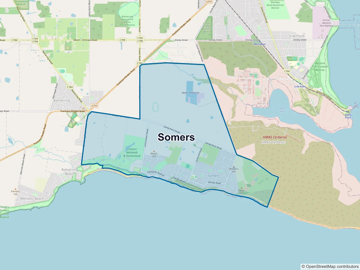 Map of Somers, VIC, Australia