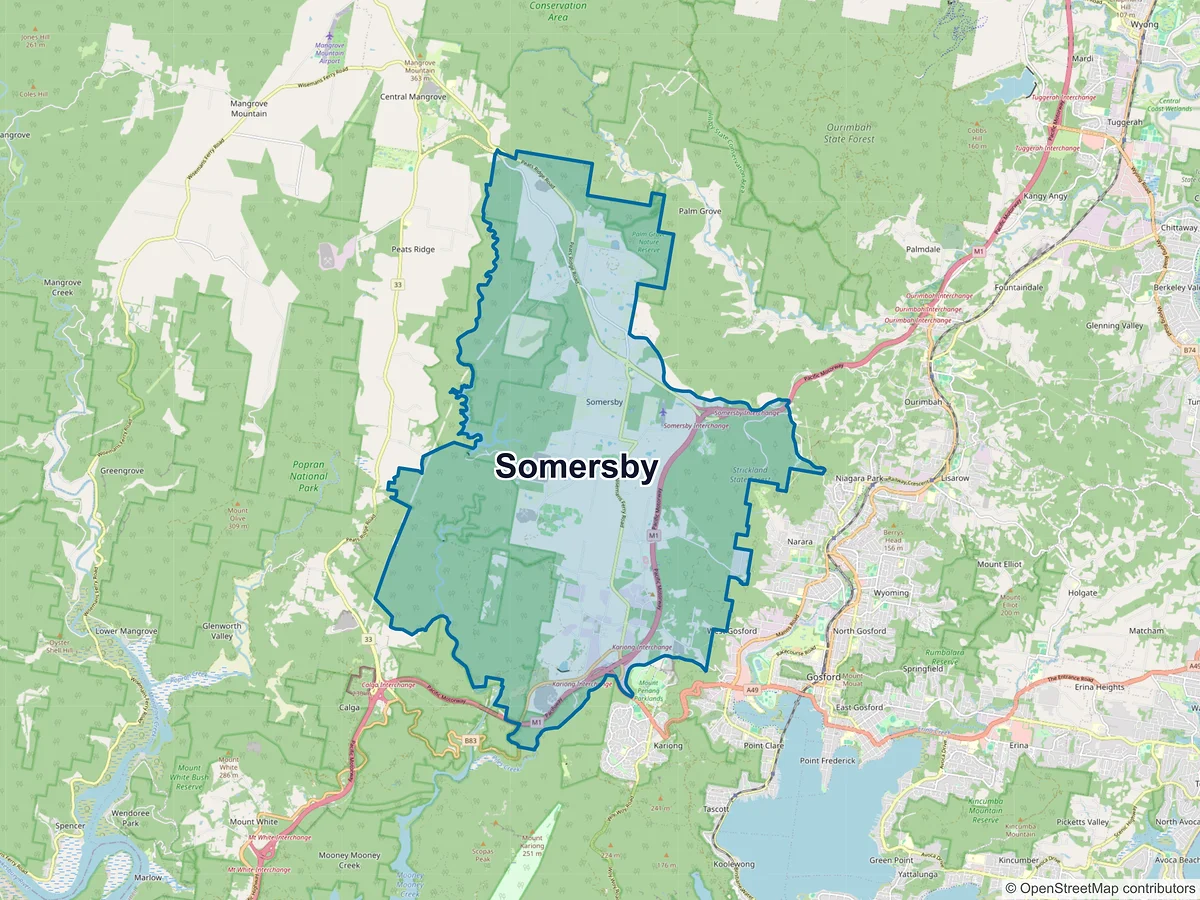 Map of Somersby, NSW, Australia