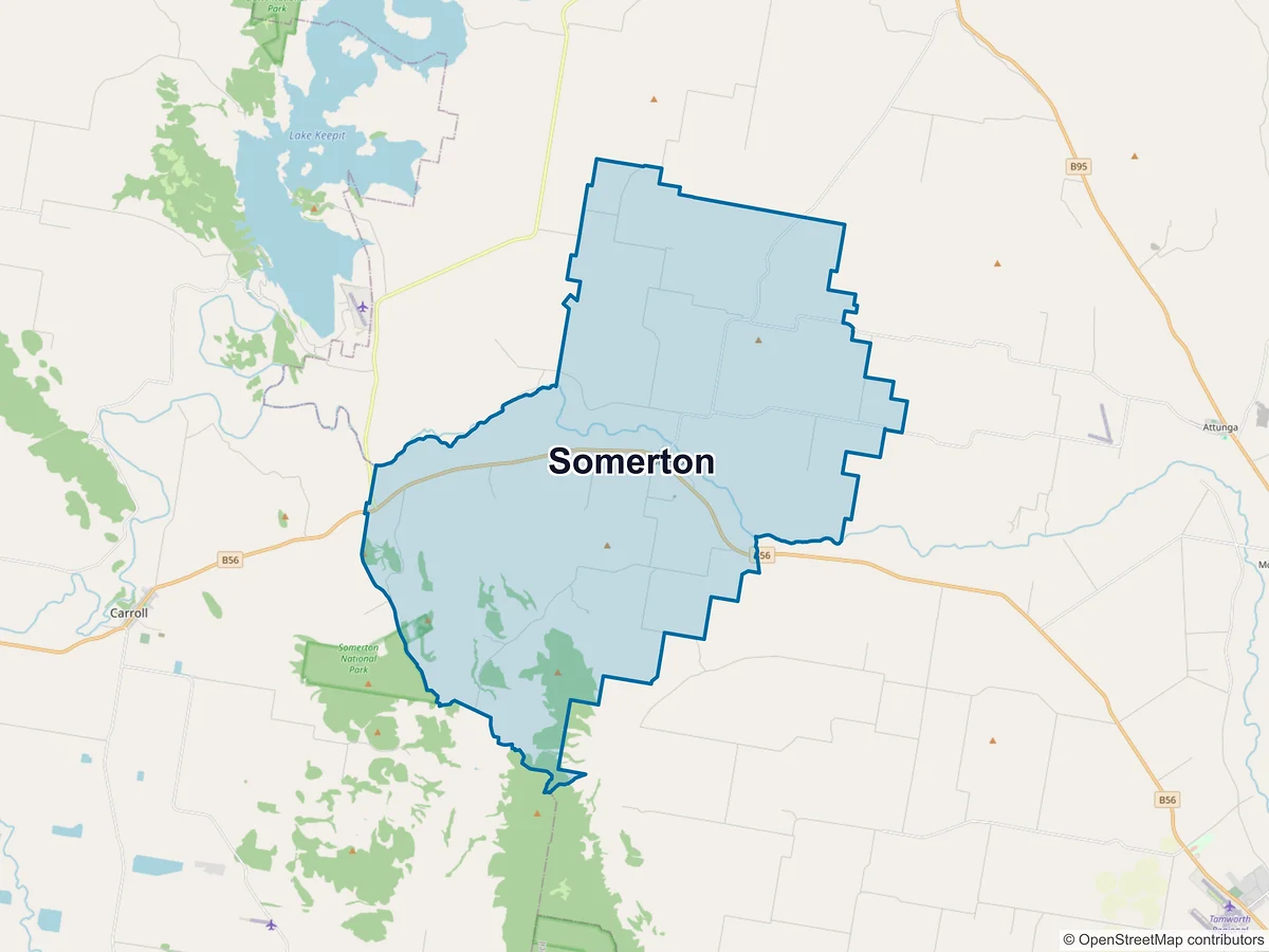Map of Somerton, NSW, Australia