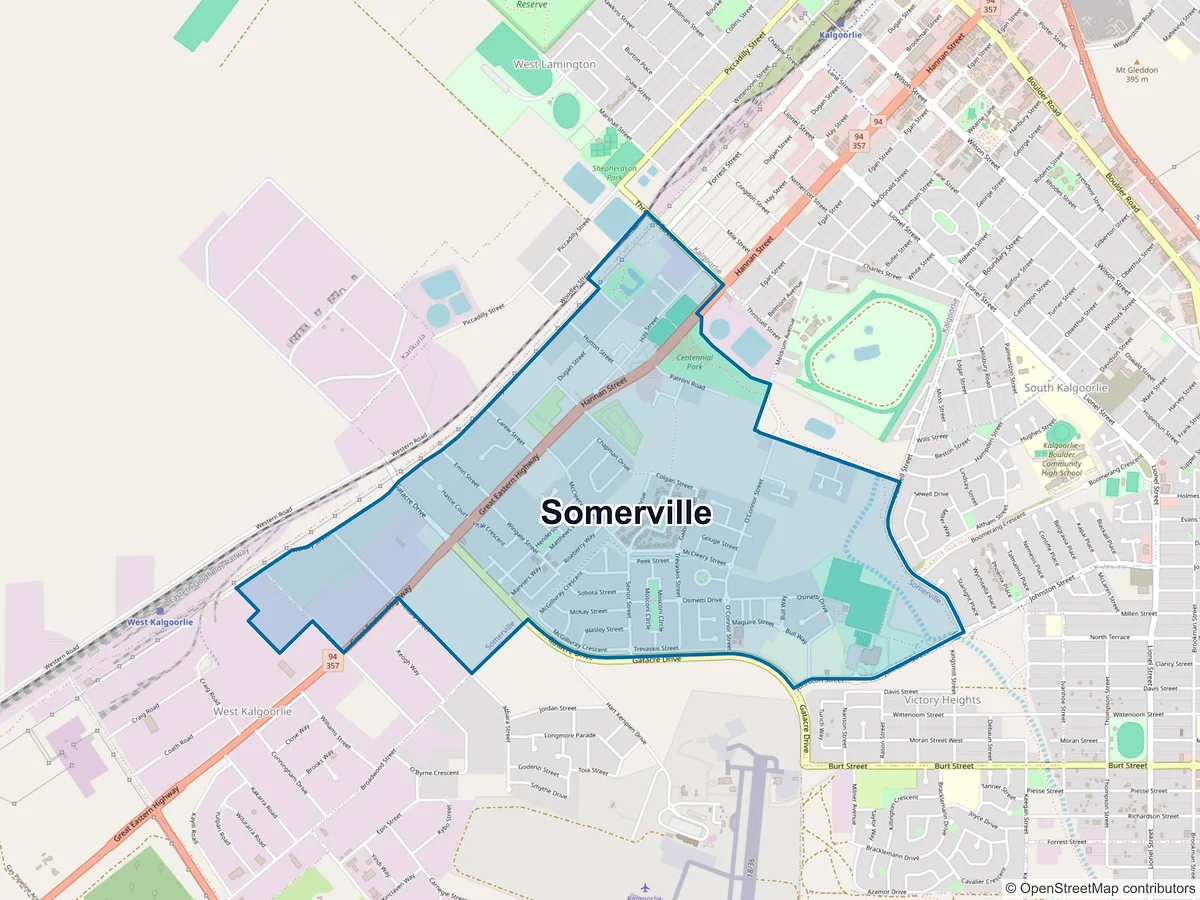 Map of Somerville, WA, Australia