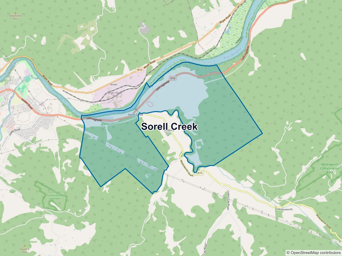 Map of Sorell Creek, TAS, Australia