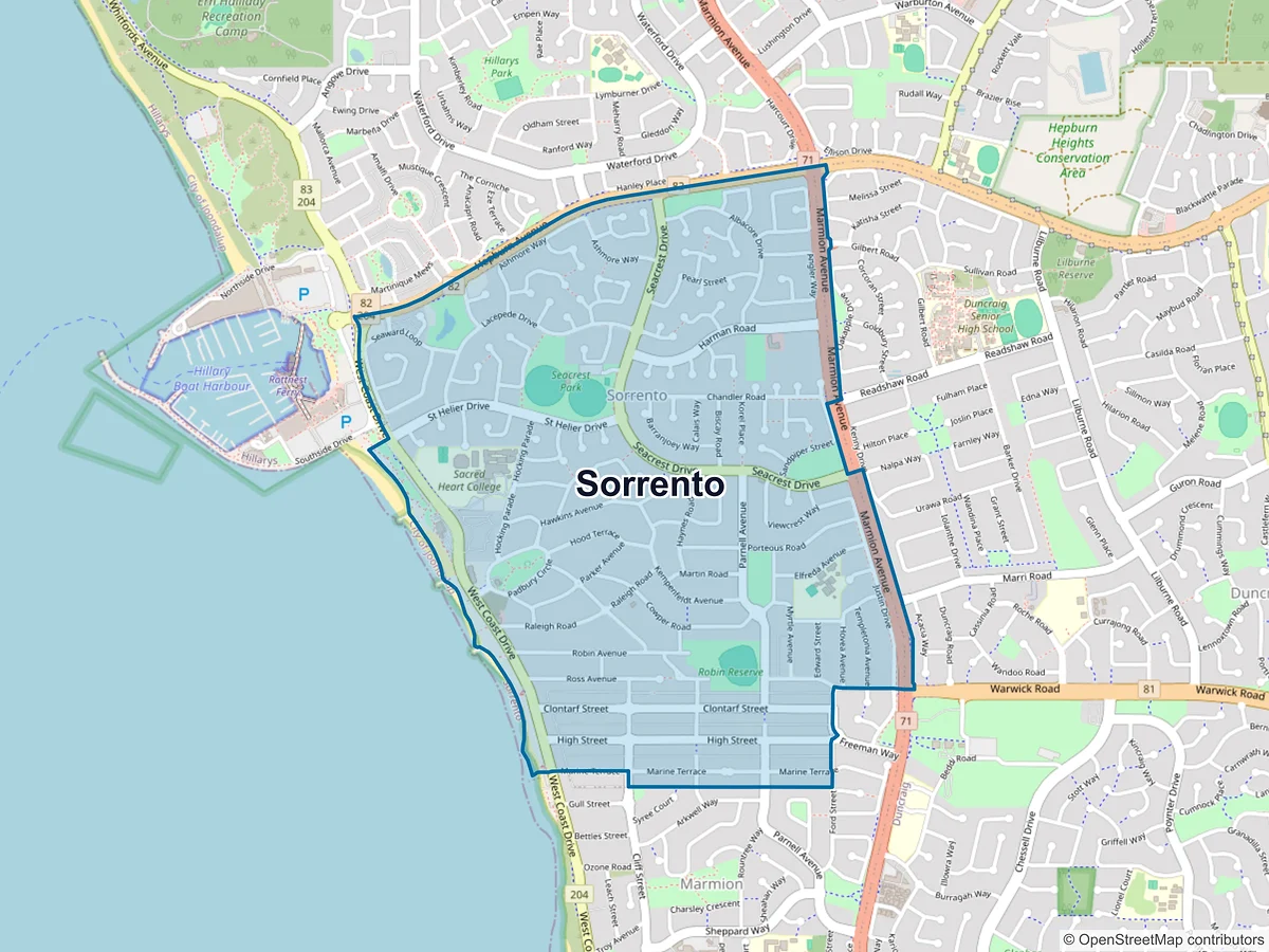 Map of Sorrento, WA, Australia