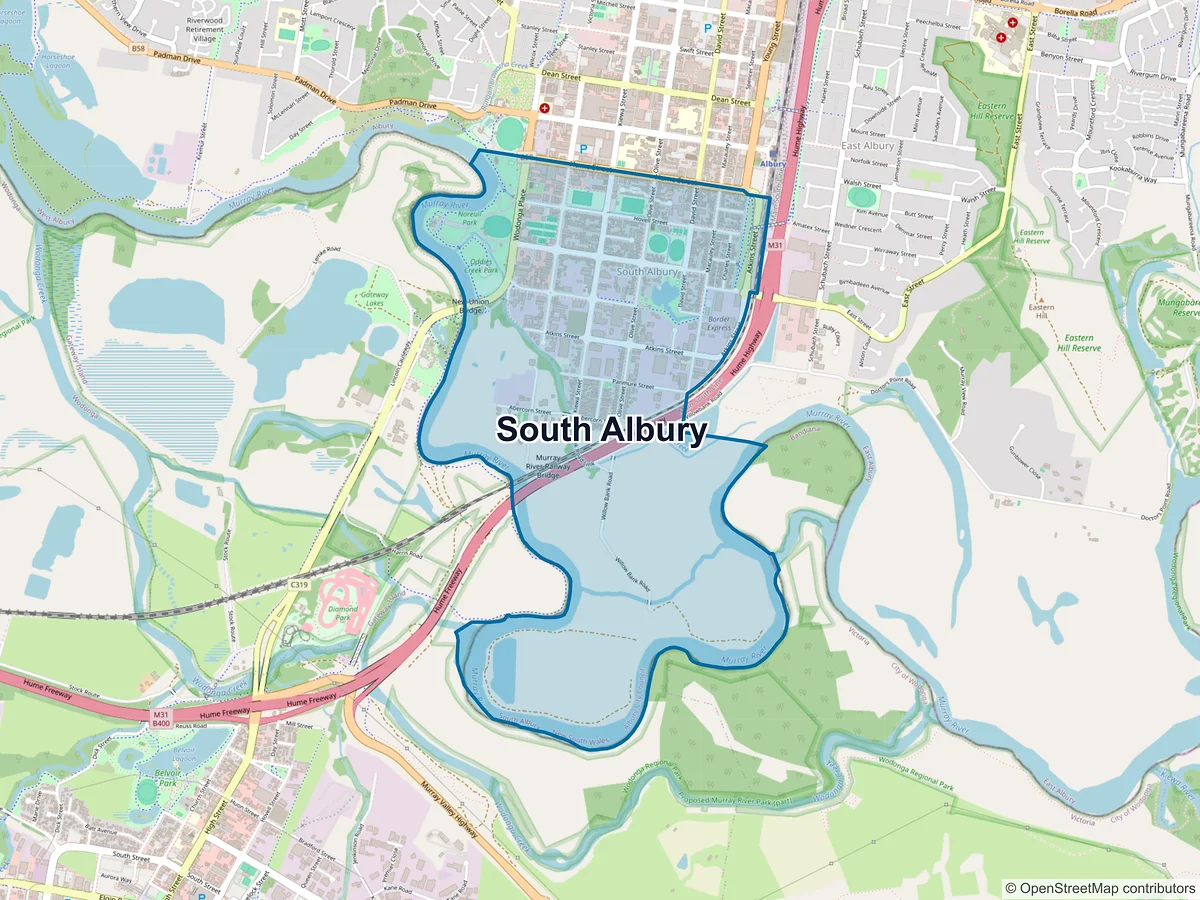 Map of South Albury, NSW, Australia