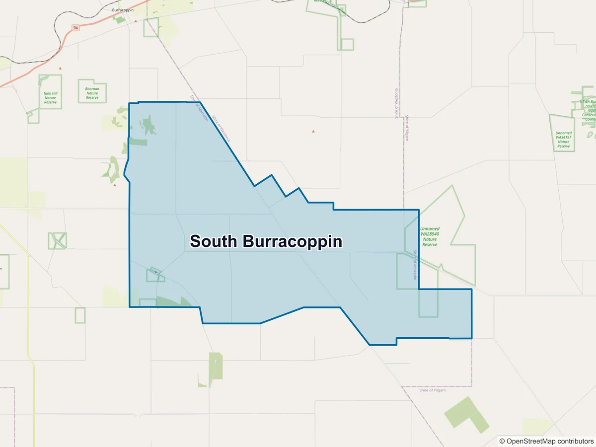 Map of South Burracoppin, WA, Australia