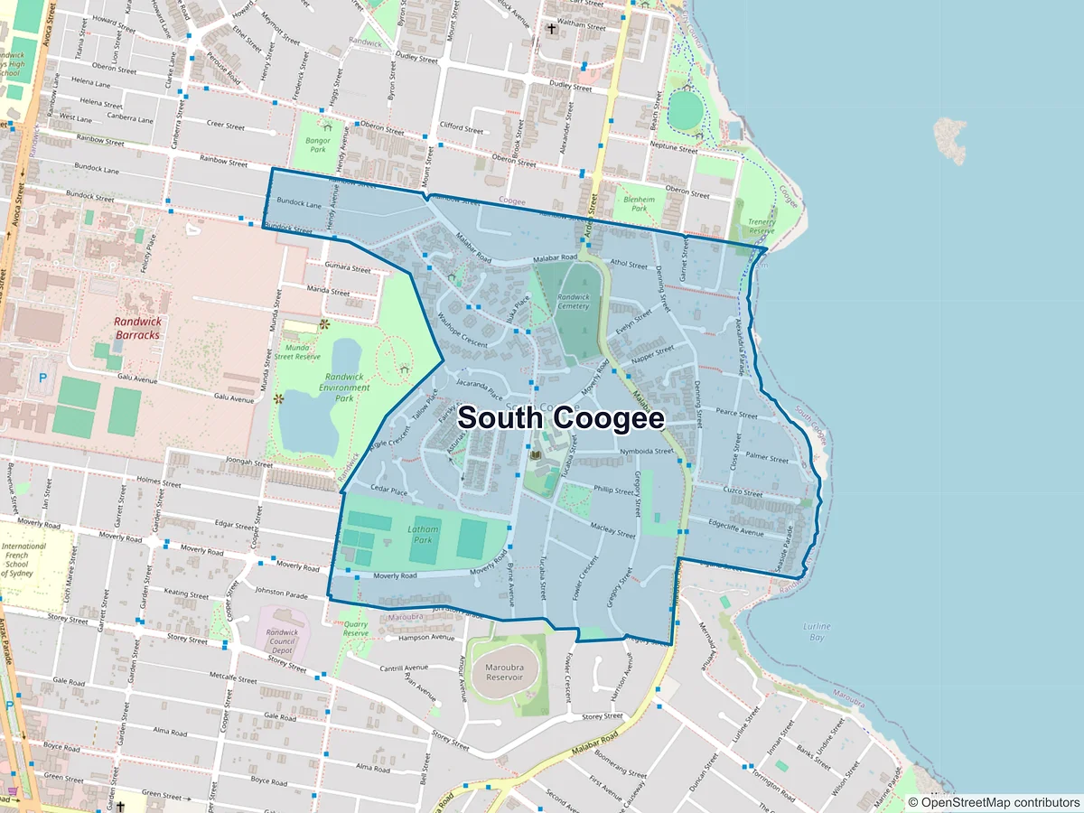 Map of South Coogee, NSW, Australia
