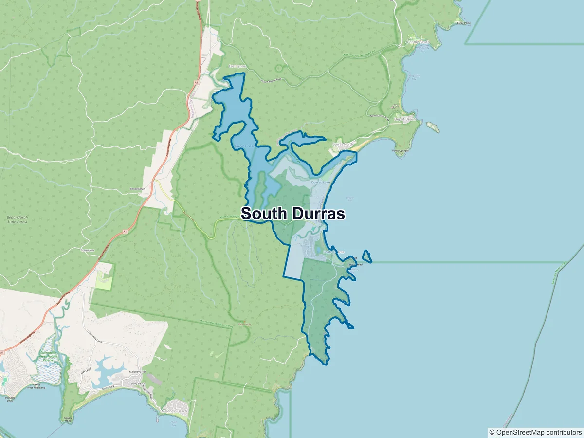 Map of South Durras, NSW, Australia