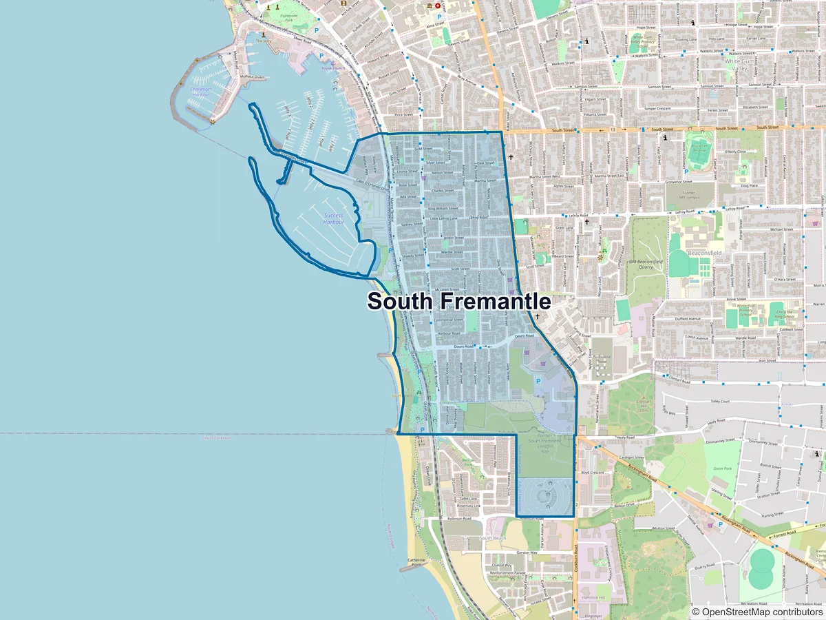 Map of South Fremantle, WA, Australia
