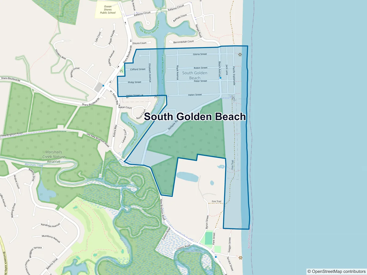 Map of South Golden Beach, NSW, Australia