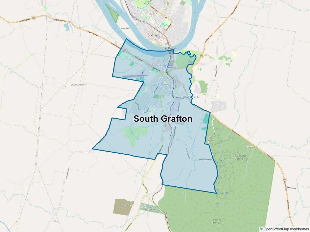Map of South Grafton, NSW, Australia