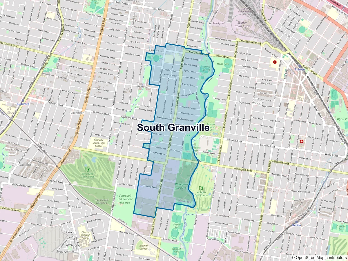Map of South Granville, NSW, Australia