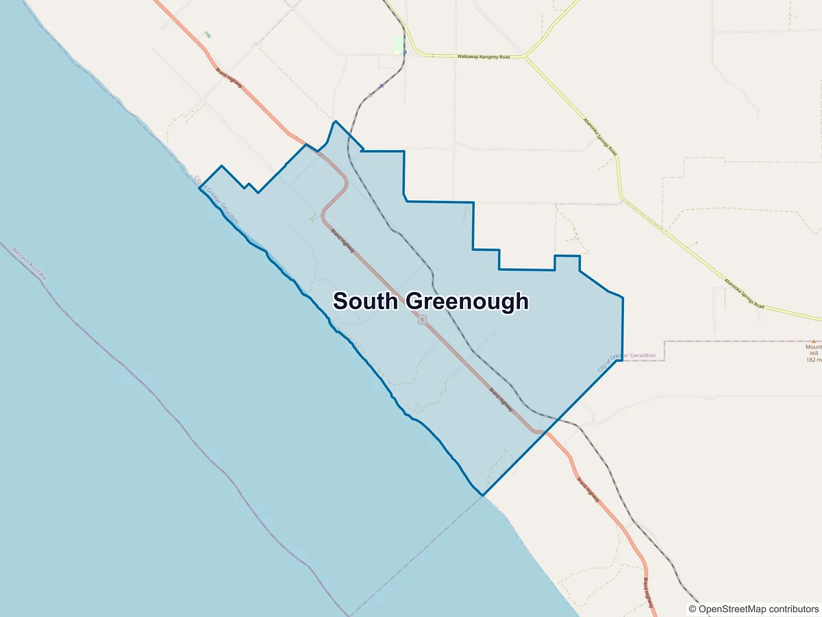 Map of South Greenough, WA, Australia