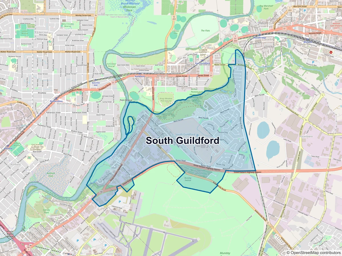 Map of South Guildford, WA, Australia