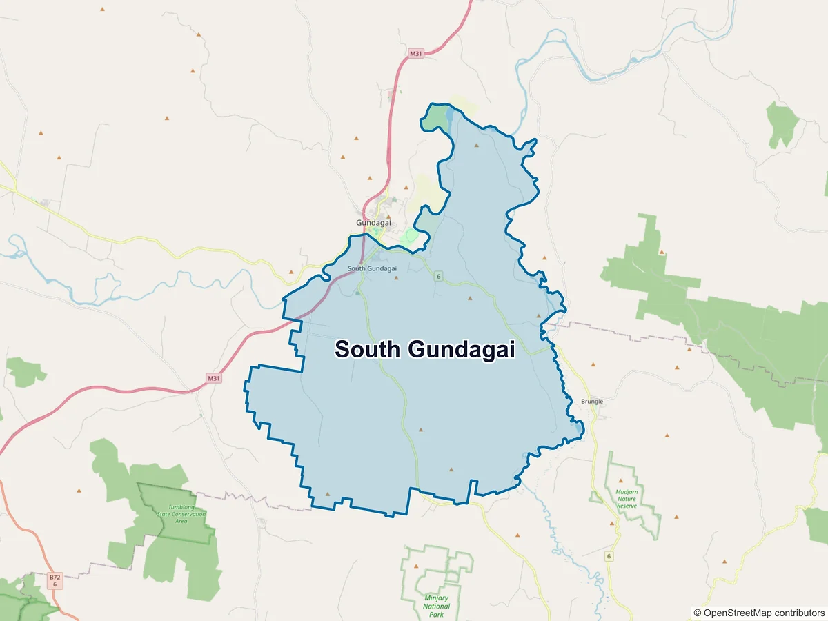 Map of South Gundagai, NSW, Australia