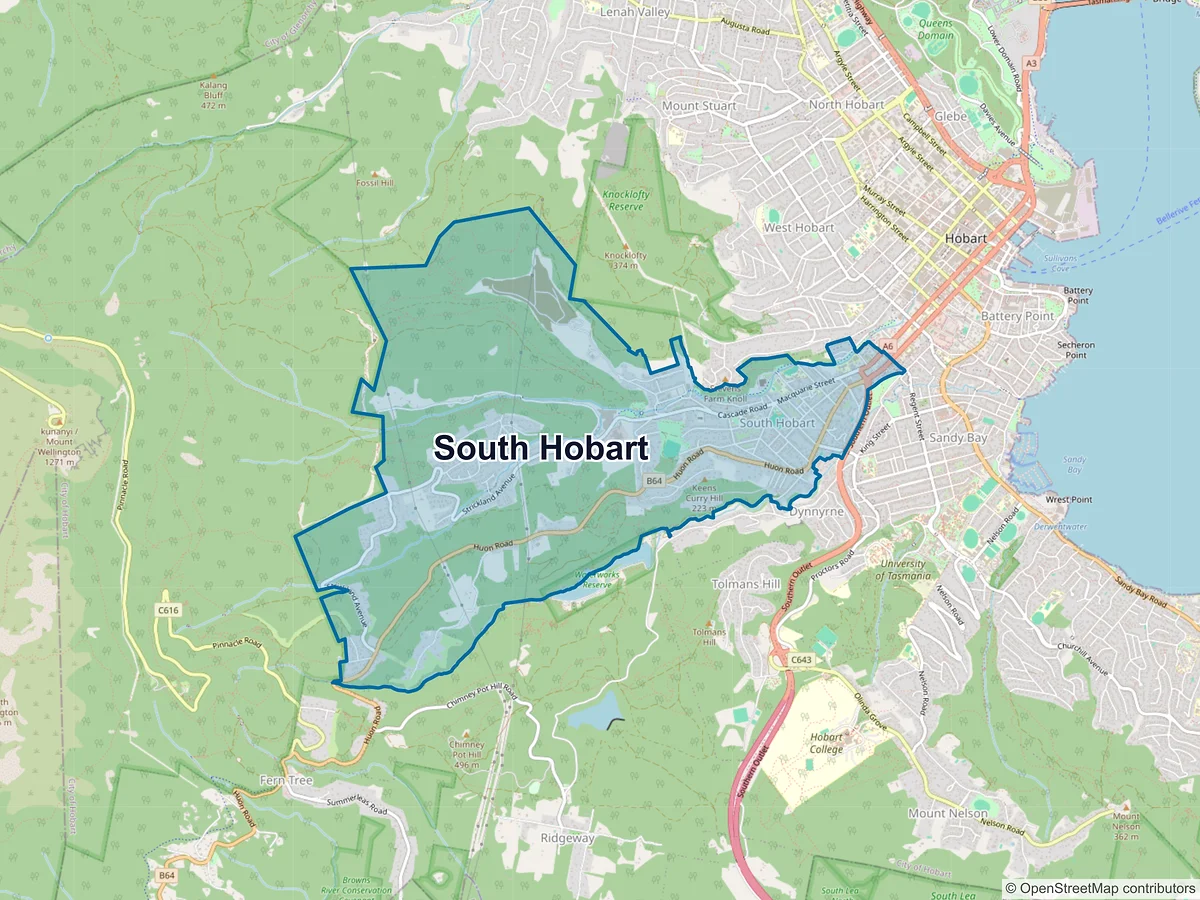 Map of South Hobart, TAS, Australia
