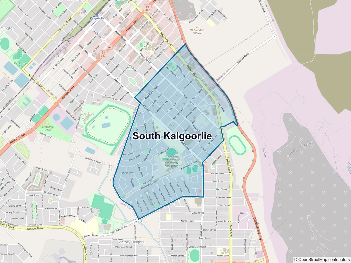 Map of South Kalgoorlie, WA, Australia