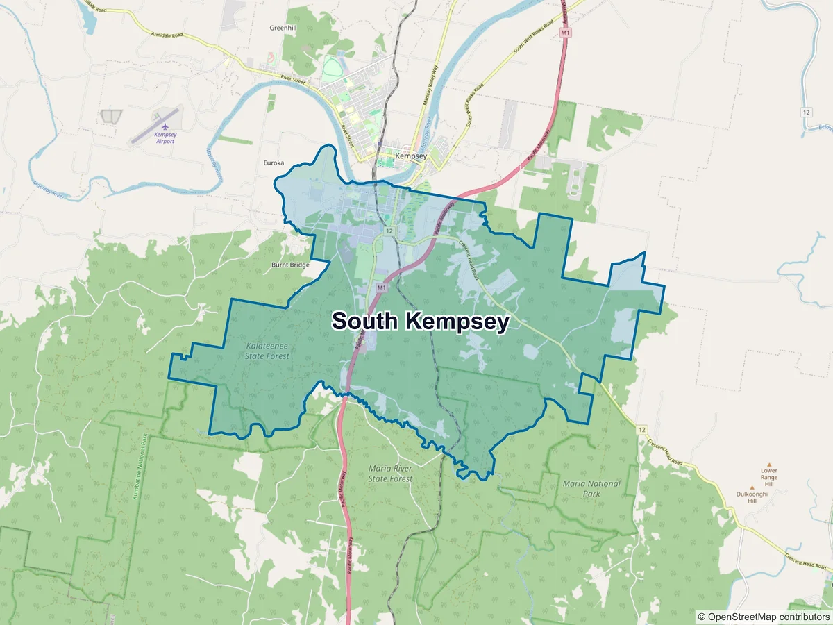 Map of South Kempsey, NSW, Australia