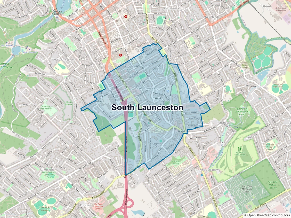 Map of South Launceston, TAS, Australia