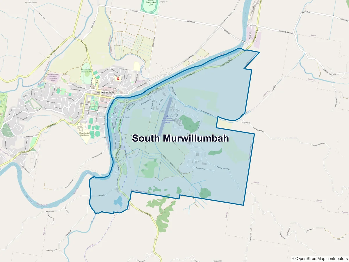 Map of South Murwillumbah, NSW, Australia