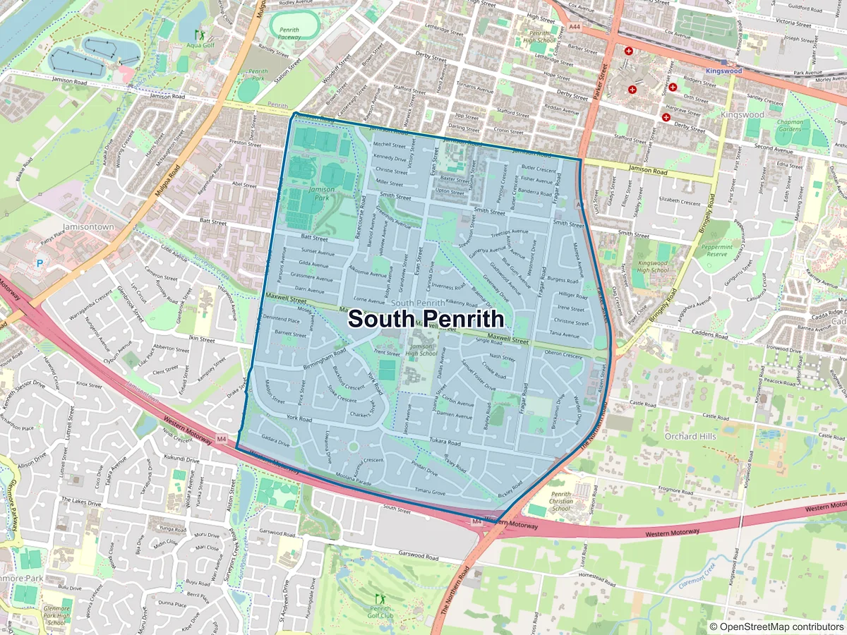 Map of South Penrith, NSW, Australia