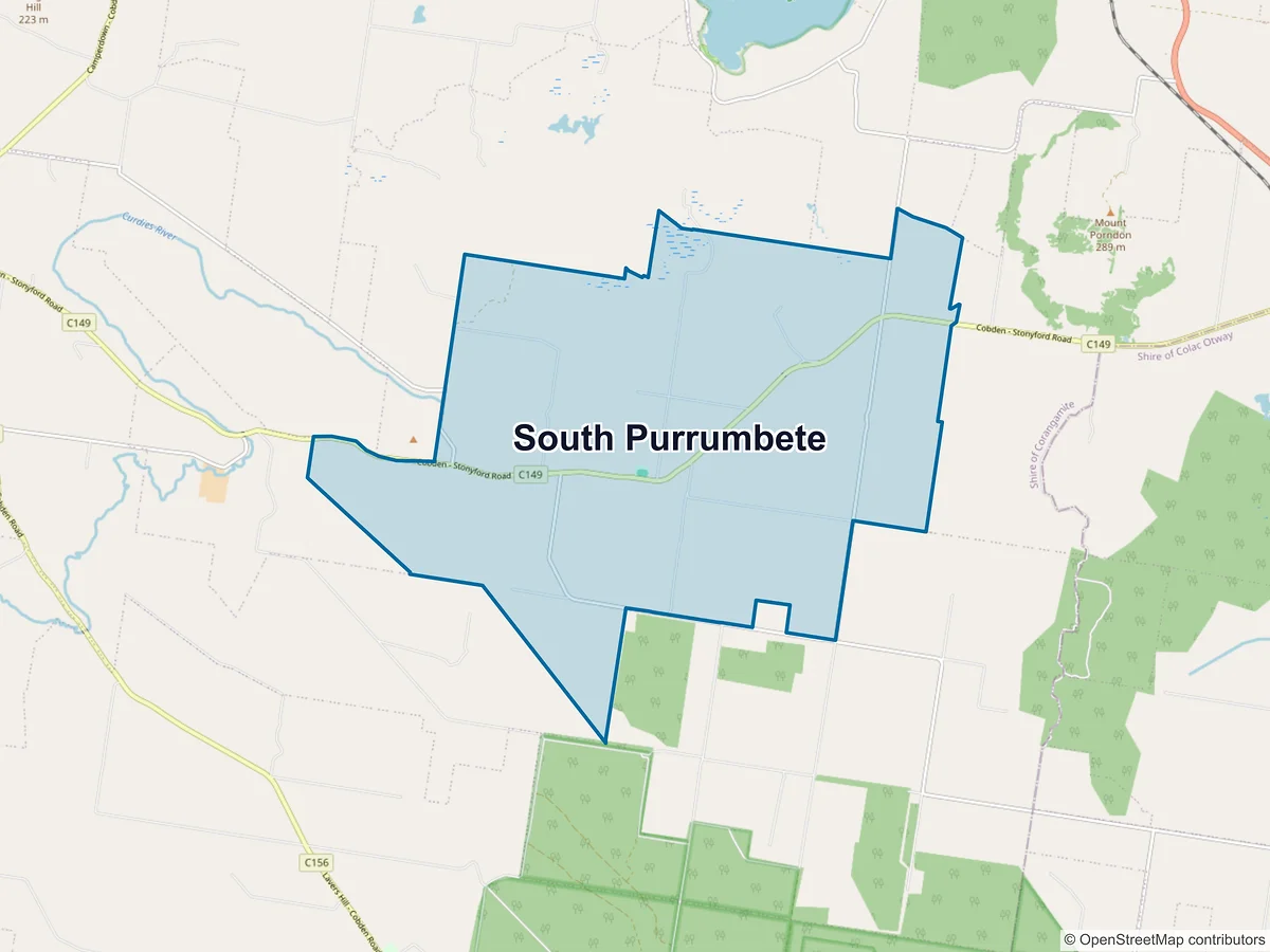 Map of South Purrumbete, VIC, Australia
