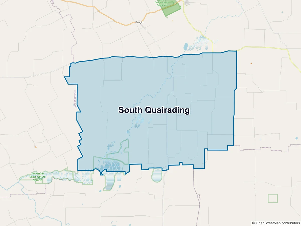 Map of South Quairading, WA, Australia
