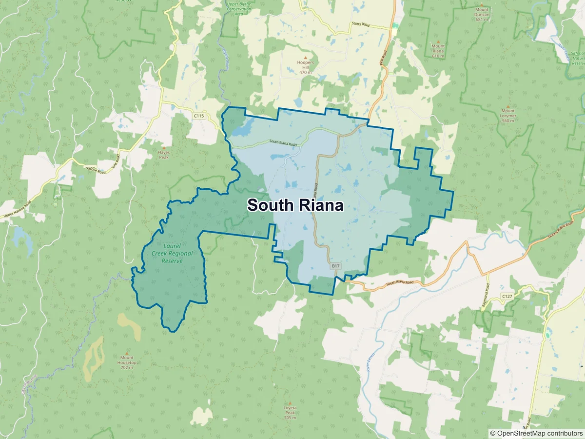 Map of South Riana, TAS, Australia