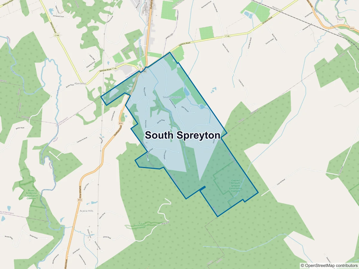 Map of South Spreyton, TAS, Australia