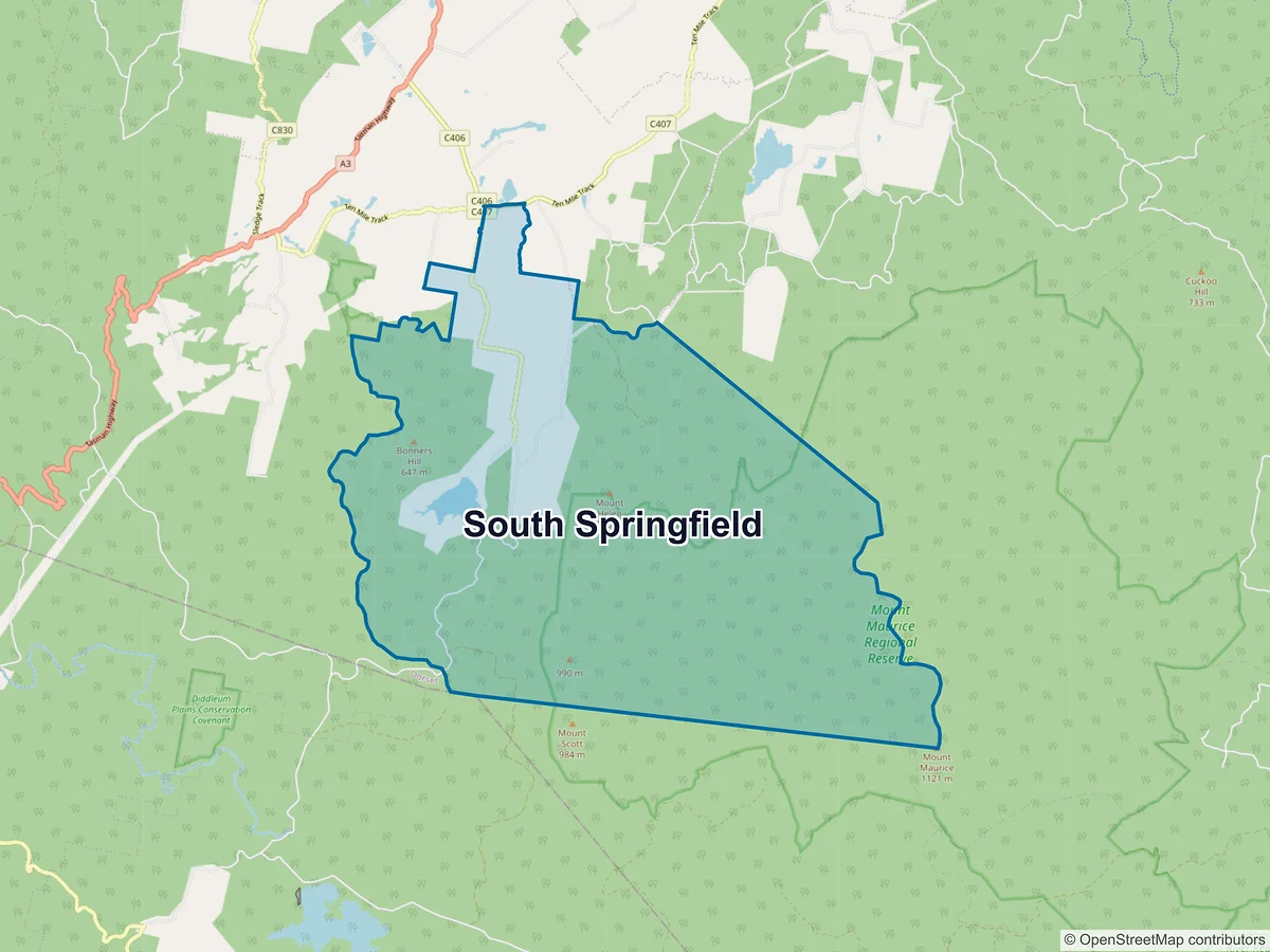 Map of South Springfield, TAS, Australia
