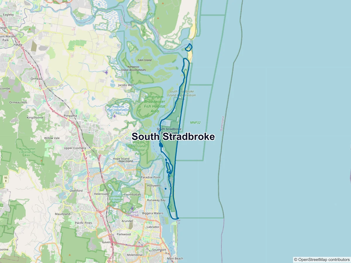 Map of South Stradbroke, QLD, Australia