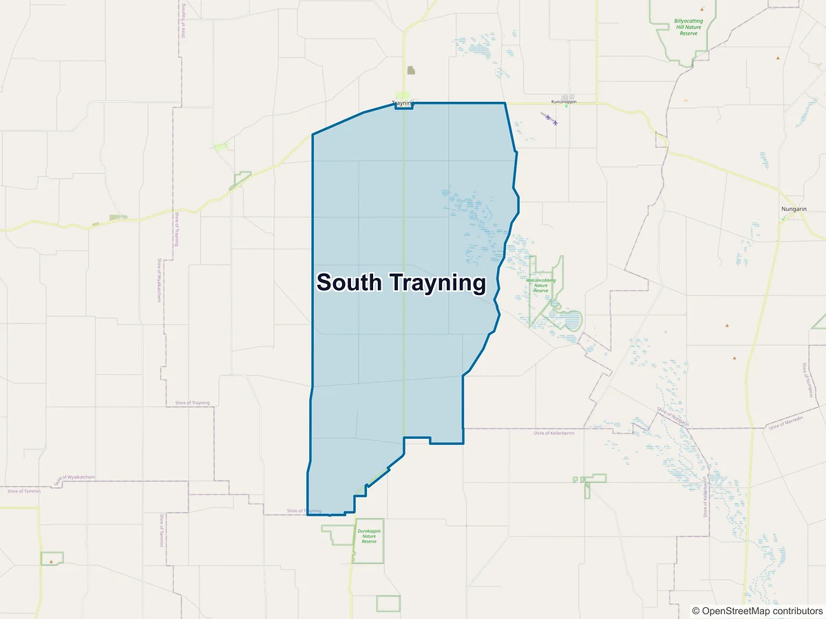 Map of South Trayning, WA, Australia