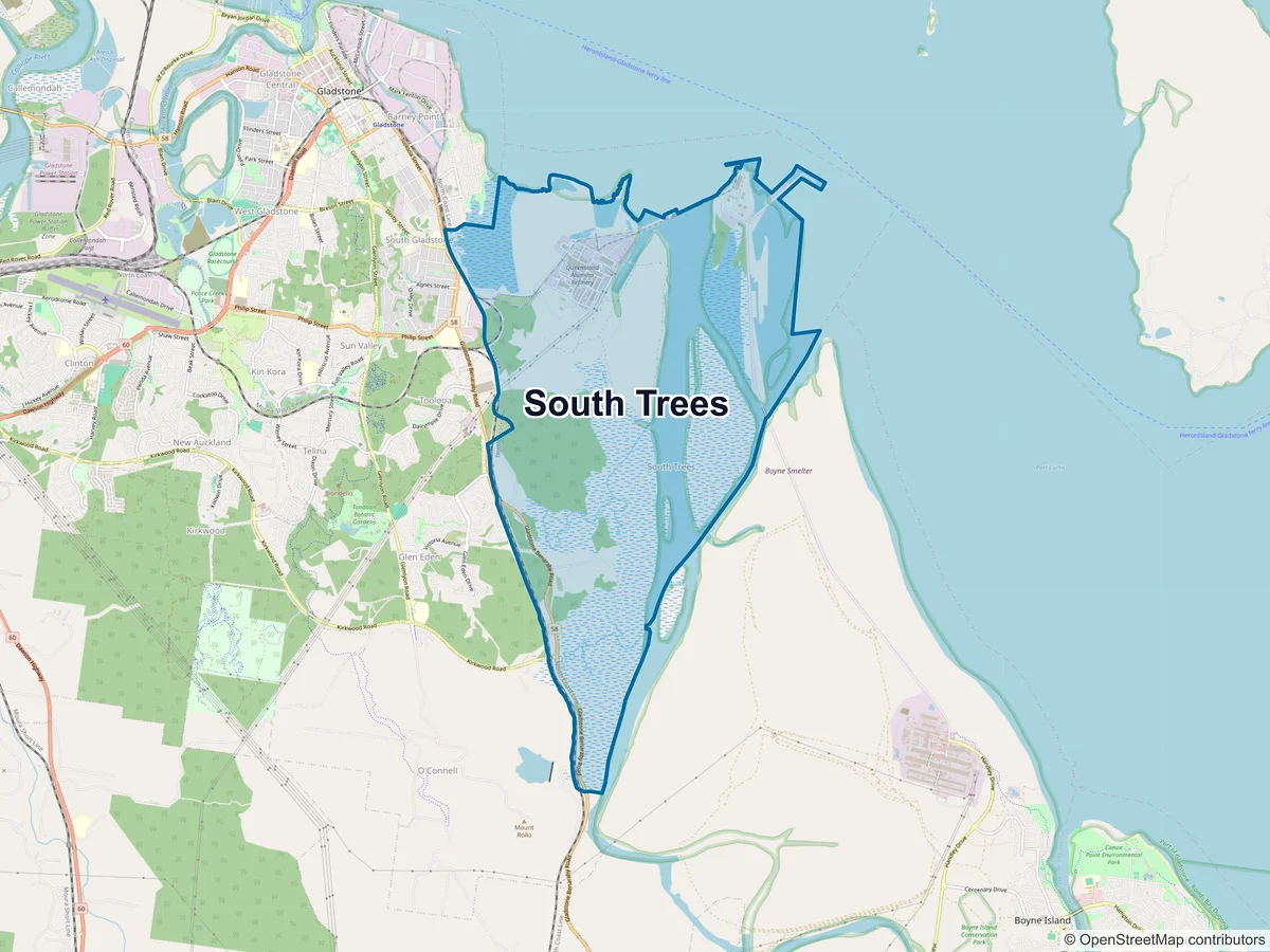 Map of South Trees, QLD, Australia