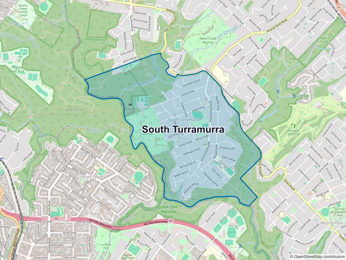 Map of South Turramurra, NSW, Australia