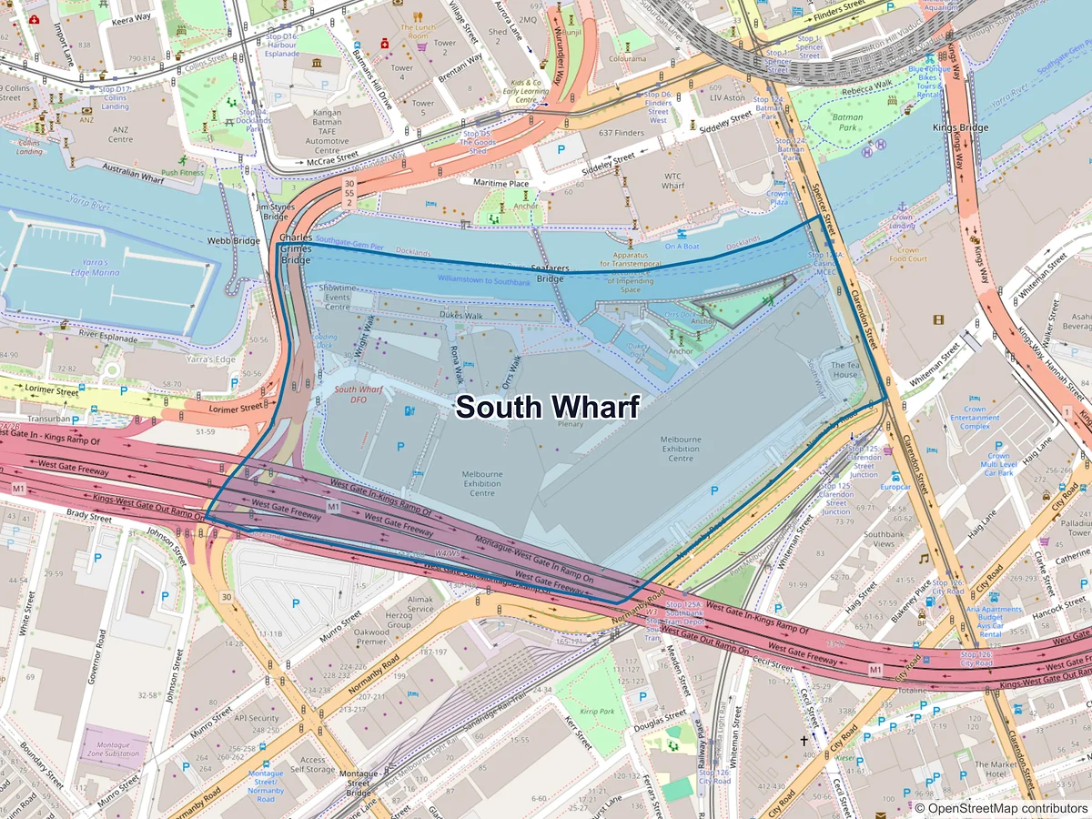 Map of South Wharf, VIC, Australia