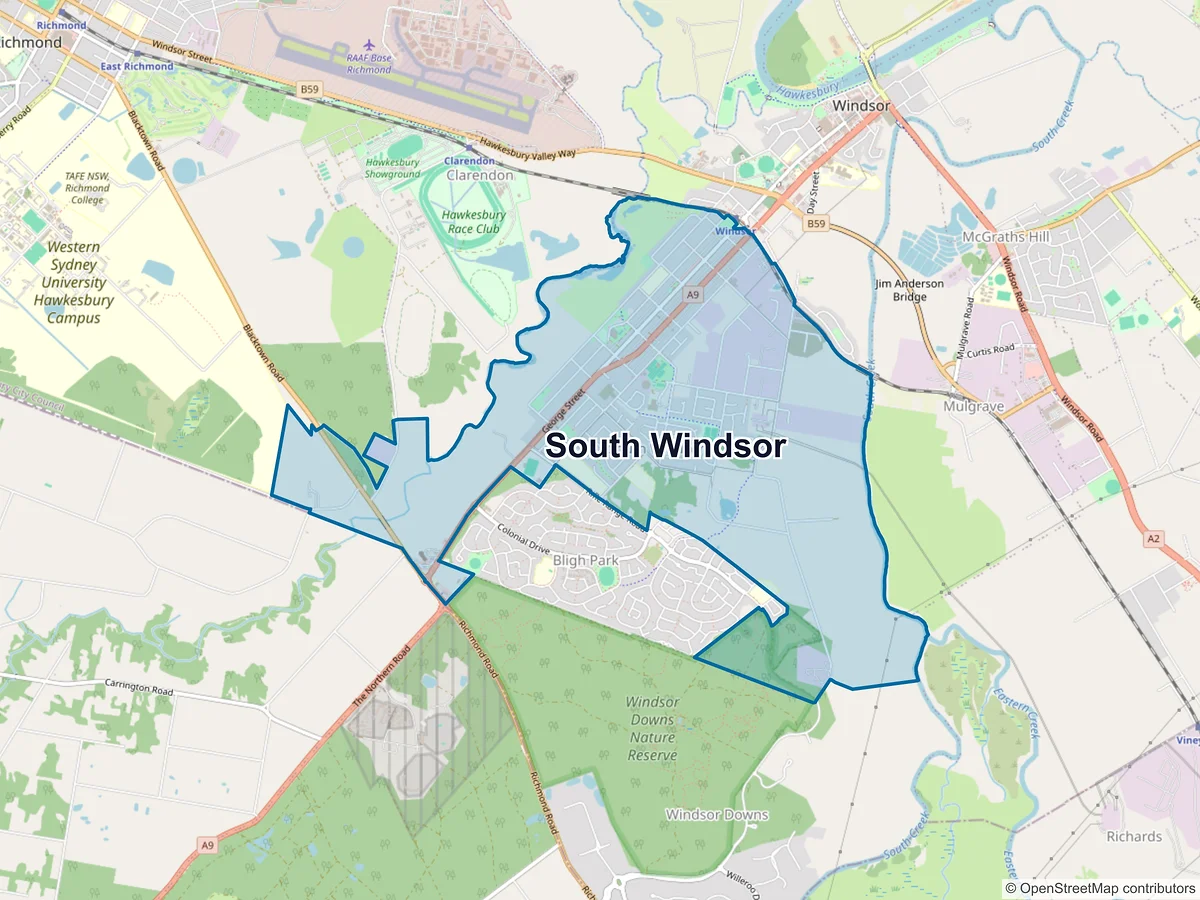 Map of South Windsor, NSW, Australia